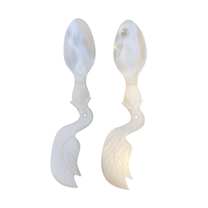 Stylish Handmade Mother of Pearl Spoon Fish Flower Long Handle <b>Mirror</b> Polish Custom Logo Engraved Tableware Storage - Product Image 2