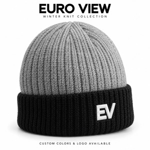 Gorro de lana 100% con diseño de trenzas Euro View Red Washed, informal, con pompón, logo bordado y puño acanalado, para deportes de invierno. - Product Image 5