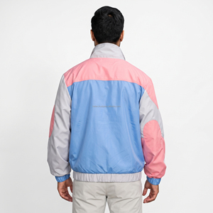 Blouson de sport pour homme à blocs de couleur, coupe racer, avec fermeture éclair quart de tour, coupe-vent, en polyester, style décontracté printemps - Product Image 5