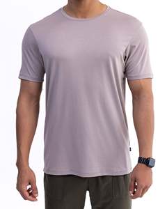 T-shirt pour homme en tissu peigné 100 % coton, col rond, manches courtes, coupe ample, logo sérigraphié sur le devant, couleur personnalisée, anti-boulochage - Product Image 1