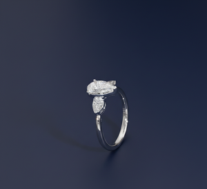 Bague de fiançailles en or blanc 14 carats plaqué rhodium avec 3 diamants de laboratoire certifiés IGI de 1,50 ct, forme poire, couleur F, pureté VVS2, pour femme - Product Image 3