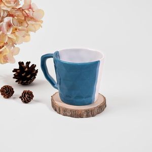 Juego de Tazas de Té de Cerámica en Dos Tonos Azul y Blanco con Textura (Juego de 4) - Product Image 2