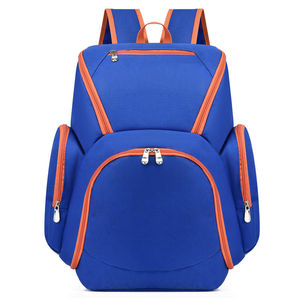 กระเป๋าเป้สะพายหลังไนลอนสีน้ำเงินพร้อมซิปสีส้ม สำหรับทุกเพศ ใช้งานได้ทุกวัน ความจุ 20-37 ลิตร ทนทาน น้ำหนักเบา กันน้ำ - Product Image 1