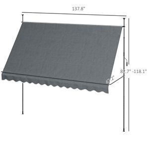 Tenda da Sole Manuale Retrattile 11.5x4 ft Autoportante Grigio Scuro con Protezione UV, Telaio in Alluminio e Bracci Pieghevoli per Terrazze 3m - Product Image 3