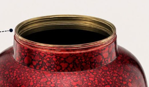 Urna Funeraria Scarlet Ember de Fabricación Directa, Diseño Metálico con Patrón Craquelado, Base y Tapa Doradas, Recuerdo Conmemorativo Decorativo - Product Image 2
