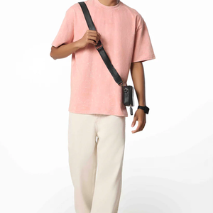 เสื้อยืดผู้ชายแบบย้อมสีเอซิดสั่งทำได้ ขายส่ง ผ้าฝ้ายถัก 100% คอกลม แขนสั้น สีพื้น ทรงปกติ สวมใส่สบาย - Product Image 4