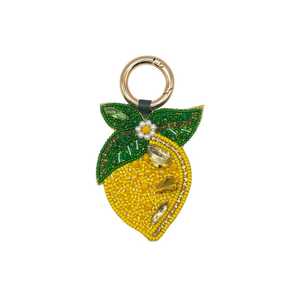 Fruit Pattern Beaded Lemon Carabiner Keychain Resin Inlay Cuté Style <b>Bag</b> <b>Charm</b> - Product Image 1