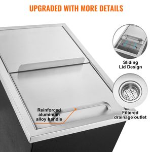 Contenitore per Ghiaccio Commerciale in Acciaio Inox 18"L X 12"W X 14.5"H 40.9qt con Coperchio Scorrevole, Kit per Cucina Esterna - Product Image 5