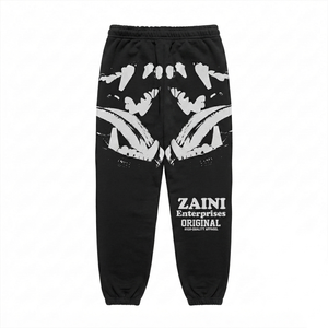 420 GSM Premium Cotton <b>Fleece</b> <b>Jogger</b> Pant Black Heavyweight Graphic Print Custom Logo Streetwear OEM ODM - Product Image 2
