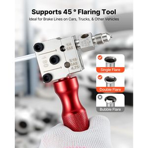 Kit di attrezzi per tubi freno a svasatura singola e doppia a 45 gradi per tubi in rame da 3/16'' e 1/4'' con 2 matrici di formatura e sbavatore - Product Image 2
