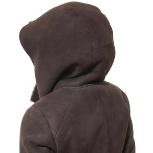 Vestes en cuir pour femmes, très tendance, de haute qualité, en cuir véritable, sur mesure, col à capuche, longues vestes en cuir pour femmes - Product Image 5