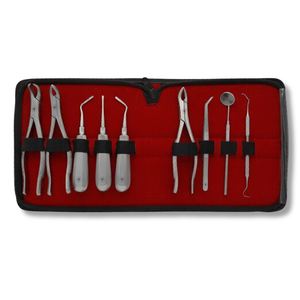 Juego de 9 Piezas de Fórceps Manuales Básicos para Extracción Dental y Elevadores de Raíces, Kit Quirúrgico de Acero Inoxidable con Estuche de Viaje Autoclavable - Product Image 1