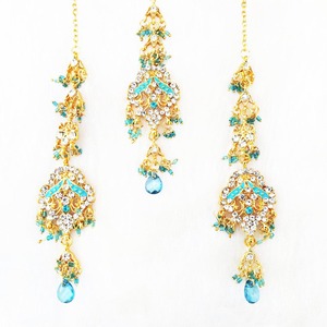 Indian Royal Copper Zircon Gold Plated Imitation Vintage Bridal Jewelry Set Flower Design Women Engagement Wedding Anniversary - Product Image 3