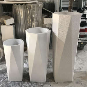 Vente directe d'usine - Pots de fleurs modernes en fibre de verre octogonaux blancs purs, durables et écologiques pour l'intérieur et l'extérieur - Product Image 1