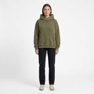 Sudadera con Capucha de Forro Polar Verde Oliva para Mujer, con Capucha Cruzada y Bolsillo Canguro, Ropa Urbana Personalizada al por Mayor - Product Image 1