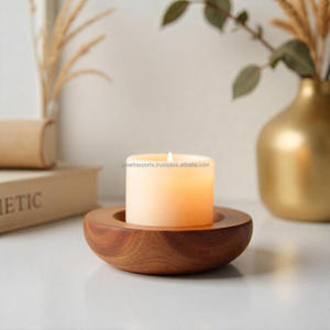 Portavelas de Madera de Acacia Hecho a Mano de Primera Calidad, Diseño Minimalista Único para una Decoración Elegante del Hogar, Ambiente Acogedor y Relajante - Product Image 2