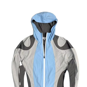 Nouvel ensemble court deux pièces pour homme, coupe-vent personnalisé à manches longues, en polyester, pour sports de plein air, course à pied, avec fermeture éclair, style streetwear à capuche - Product Image 5