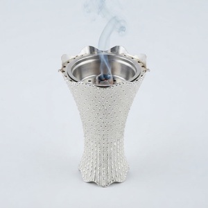 Luxury Arabic <b>Bakhoor</b> Burner Gold Silver Electroplated Censer Hammered Metal Mubkhar For <b>Oud</b> Charcoal Aromatherapy Ramadan Decor - Product Image 3