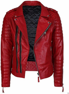 Veste de motard en cuir véritable noir de qualité supérieure pour homme avec col montant, fermeture éclair, coupe ajustée et poches fonctionnelles - Product Image 3
