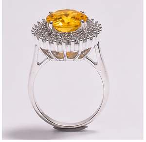 Citrine Silver <b>Ring</b>, Handmade Citrine Gemstone <b>Ring</b>, November Birthstone <b>Ring</b>, <b>Statement</b> Cocktail <b>Ring</b>, Vintage Style Je - Product Image 1