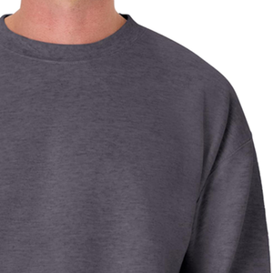 เสื้อสเวตเชิ้ตคอกลมสีเทาเข้มสำหรับผู้ชาย ผ้าฝ้ายฟลีซ 100% ระบายอากาศได้ดี ทรงปกติ สีพื้น ผ้าถักสำหรับฤดูหนาว น้ำหนัก 360 กรัม เนื้อผ้าไหม - Product Image 5