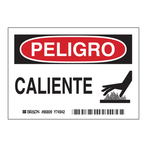Étiquettes adhésives durables résistantes à la chaleur Brady PELIGRO Caliente pour équipements industriels et laboratoires - Product Image 2