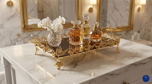 Bandeja de Almacenamiento Rectangular Chapada en Oro, Diseño Clásico, Acabado Pulido, Para Uso en Mesa - Product Image 2