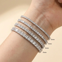 Bracelet tennis en moissanite taille princesse 2MM 3MM 4MM 5MM en argent sterling 925 plaqué or, clarté VVS, bijoux fins pour femme, OEM