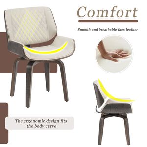 Set di 2 Sedie da Pranzo Girevoli a 360 Gradi in Stile Mid-Century Modern, Rivestimento Ergonomico in Pelle PU per Cucina o Ufficio - Product Image 4