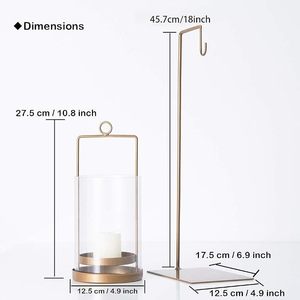 Hanging Metal <b>Hurricane</b> <b>Lantern</b> with Glass Candle Holder Vintage Decorative <b>Lantern</b> for Home Patio Garden Wedding Decor - Product Image 6