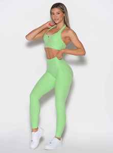 Ensemble de yoga vert deux pièces : Leggings taille haute et crop top zippé sans couture, couleur unie, tenue de sport - Product Image 4