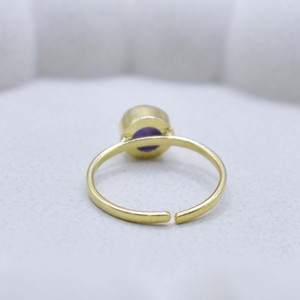 Raw Amethyst <b>Adjustable</b> <b>Ring</b> Gold Plated Collet Set Natural Gemstone Handmade February Birthstone <b>Ring</b> Gift for Women - Product Image 5