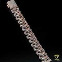 Pulsera de Lujo con Eslabones Cubanos de Oro Rosa y Diamantes Cultivados en Laboratorio, Estilo de Joyería de Diseñador Totalmente Cubierto de Diamantes