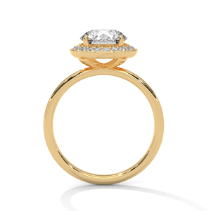 High Quality Fashionable Brilliant Round Cut Lab Grown Diamond <b>Ring</b> With Side Paved Diamonds <b>Crafted</b> From Solid 14k Yellow Gold - Product Image 3