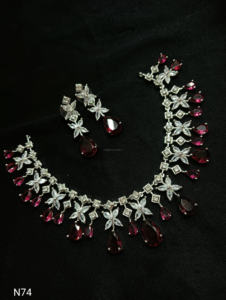 Classic American Ethnic Diamond <b>Bridal</b> <b>Jewelry</b> <b>Set</b> Two-Piece Necklace and Earrings for Wedding and Party - Product Image 2