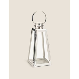 Set Of 3 Modern Stainless Steel Candle Lanterns With Tempered Glass Panels Sleek Silver Decorative Lanterns For Wedding Decor - Product Image 6