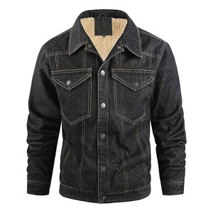เสื้อแจ็คเก็ตยีนส์บุขนเชอร์ปาสำหรับผู้ชาย เสื้อโค้ทกันหนาวแบบหนา สไตล์คาวบอย ติดกระดุมแป๊ก ปกคอพับได้ - Product Image 3