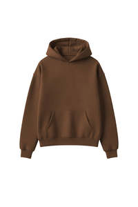Sudadera con Capucha Extra Grande para Hombre, Color Marrón Oscuro, Felpa de Algodón, Diseño Casual con Bolsillos, Ropa de Otoño - Product Image 4