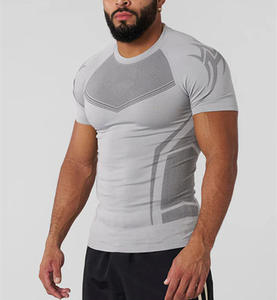T-shirt de sport compressif pour homme à séchage rapide, manches courtes, coupe ajustée, respirant, pour musculation et entraînement - Product Image 1