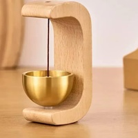 Timbre de Puerta de Madera Premium con Sonido de Campana de Cobre |   Campana de Entrada Moderna para Decoración del Hogar, Cafeterías y Tiendas