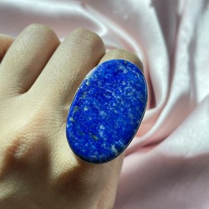 Anillo de Lapislázuli Hecho a Mano, Anillo Elegante de Plata de Ley con Piedra Preciosa Grande, Joyería de Lujo, Regalo para Mujer, Joyería Fina - Product Image 3