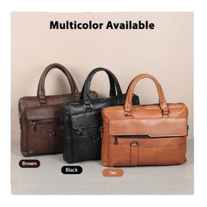 Liviya Bolso para portátil de cuero repujado, maletín de negocios, bolso de hombro para trabajo de oficina, modelo 152, organizador/agenda multifunción - Product Image 3