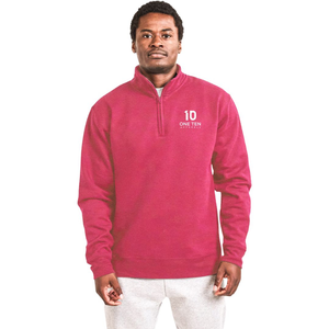 Sudadera con Cierre de Cremallera 1/4 para Adulto, Color Rojo Escarlata Jaspeado, Forro Polar Suave, Top Cálido Informal de Manga Larga, Sudadera con Capucha y Cierre de Cremallera, Personalizable - Product Image 2