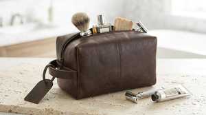 Genuine Leather Toiletry Bag Mens Dopp <b>Kit</b> Travel Wash Bag <b>Shaving</b> <b>Kit</b> Organizer Waterproof Interior Bulk Buy TYG-0199 - Product Image 2