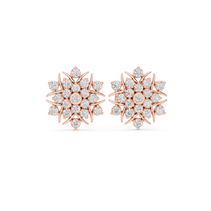 Pendientes de compromiso de oro amarillo de 14 quilates con diamantes cultivados en laboratorio para mujer |   Diamante Cultivado Nuevo - Product Image 3