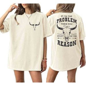 Camisetas Oversize para Mujer, Camiseta con Estampado de Calavera de Vaca, Estilo Vaquero Occidental, Atuendo Vintage para Conciertos, Tops para Amantes de la Música - Product Image 1