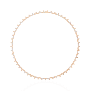 Tennis <b>Necklace</b> Featuring Cluster Round Cut Lab Grown Diamonds in 10K 14K 18K Rose Gold a Delicate Jagged Crown Wave Pattern - Product Image 5