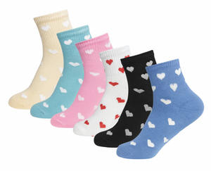 ถุงเท้าข้อสั้นลายหัวใจแสนสบายสำหรับผู้หญิง - ถุงเท้าโยคะและบาสเก็ตบอลสำหรับวัยรุ่น ผลิตจากผ้าสแปนเด็กซ์/ไนลอน/คอตตอน สำหรับฤดูหนาว ขายส่ง - Product Image 1