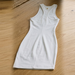 White Knitted Bodycon Dress Sleeveless O-Neck Solid Color Mini Casual Fitted Dress All Seasons Breathable Simple Style Bodycon - Product Image 2