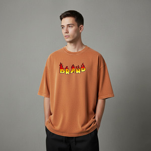 OEM Custom Logo Oversized 100% Cotton Knitted Eco-Friendly Breathable T-shirt Men Loose Fit Custom Printed <b>Hip</b> Hop men's Tees - Product Image 1